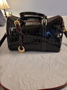 Arcadia Glossy Black Patent Dome Satchel
